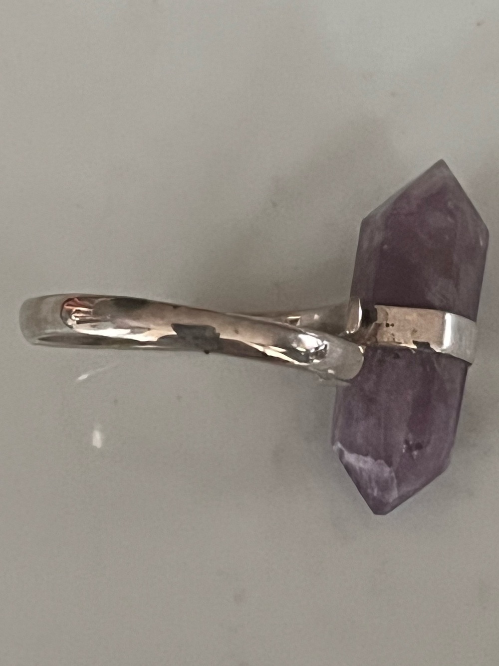 Handcrafted Silver Ring with Purple Amethyst Point